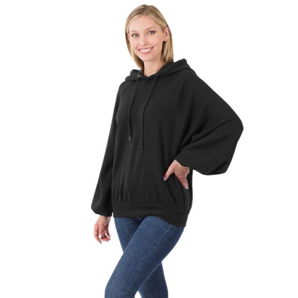NWT RAGLAN SLEEVE SOFT STRETCH SWEATSHIRT black - Picture 2 of 4